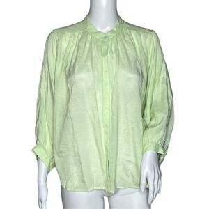 Anthropologie Maeve‎ Shirt Womens Small Green Button Up Blouse Preppy Bohemian